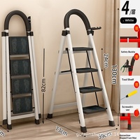 Échelle de grenier pliable robuste blanche à 4 marches, échelle de plafond escamotable de haute qualité pour l'intérieur et l'extérieur