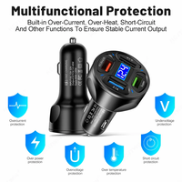 Chargeur de voiture USB PD rapide 65W 4 ports QC 3.0 Type C Allume-cigare 12V Chargeur de voiture USB C pour téléphone portable