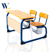 Table et chaise de cantine scolaire double en bois, pliables, mobiles, modernes, mobilier de classe réglable en hauteur, ignifuge et écologique