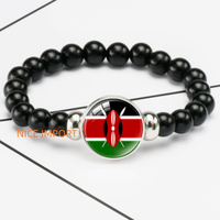 Bracelet perlé élastique noir drapeau du Kenya, accessoire patriotique tendance pour hommes et femmes, best-seller