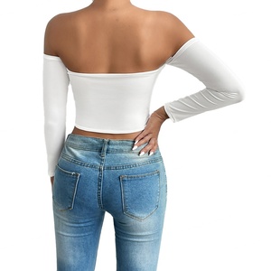 Top sin tirantes personalizado con efecto de cintura entallada, top de manga larga, top sexy con escote pronunciado en el ombligo - Product Image 3