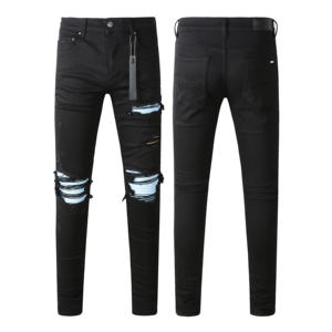 Jeans <span class=keywords><strong>AMI</strong></span> para Hombre, Diseño de Marca, Estilo Urbano, con Parches Rojos Desgastados, Elásticos, de Alta Calidad, Venta al Por Mayor, Novedad 2026 - Product Image 1