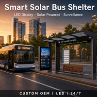 Abri de bus solaire intelligent avec affichage LED double face, résistant aux intempéries, en aluminium, personnalisable OEM pour arrêt de transport et campus