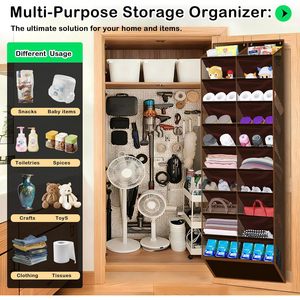 Over The Door <b>Shoe</b> Organizer 20 Pockets Holds 30 Pairs Coffee Brown Hanging Rack For <b>Shoes</b> Storage Behind Door Wall Mount - Product Image 5