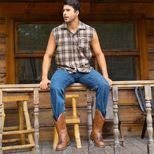 Jeans en denim pour homme, style vintage, taille extensible, coupe évasée, style disco, confort classique, rétro - Product Image 3