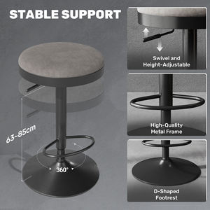 Modern Adjustable Height Swivel <b>Bar</b> Stool Set Durable Fabric Seat Stable Metal Base Outdoor Home Kitchen <b>Bar</b> Counter Restaurant - Product Image 4