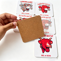 Sous-verre rond en liège MDF, écologique, imperméable, avec impression de logo personnalisée, motif dessin animé