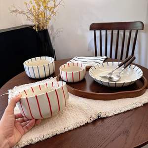 Vaisselle de table en gros, bol à <span class=keywords><strong>soupe</strong></span> rond, bol à riz en porcelaine personnalisé imprimé à la main - Product Image 1