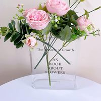 Vase à fleurs en acrylique transparent décoratif Saveur artistique et touche culturelle Forme rectangulaire élégante 13cm*20cm Décoration de mariage