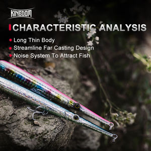 Leurre à pêche Kingdom Best Selling Pencil Lures 130mm 205mm flottant et coulant, stickbait longue portée, appât artificiel <span class=keywords><strong>pour</strong></span> la pêche au bar - Product Image 6
