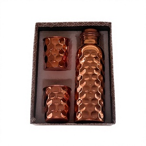 Pure <b>Copper</b> Double Wall Eco-Friendly Portable Water Bottle with Mug for <b>Kitchen</b> and Tabletop Drinkware - Product Image 1