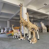 Statue géante en fibre de verre d'éléphant et de girafe, décoration de parc à thème, artisanat animalier en résine pour location événementielle