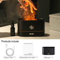 Diffuseur d'huiles essentielles portable à LED effet flamme, humidificateur d'air ultrasonique à brume froide et veilleuse