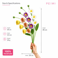 Fleur artificielle en crochet à tige unique, tricotée à la main en coton, fil mélangé, pour la fête des Mères, décoration intérieure