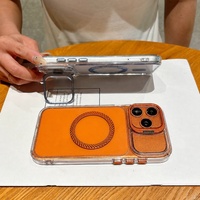 Coques de téléphone magnétiques transparentes C0303 avec support d'objectif et couvercle arrière pour iPhone 17 Air 16 15 14 13 12 11 18 Pro Max