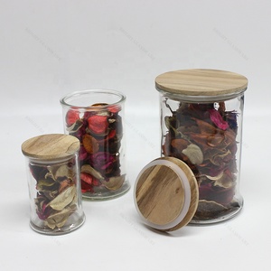 Borosilicate Food Storage Container Jar Glass Storage Jar Kitchen Square Spice Jar With Acacia Wood Lid