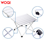 Table à manger rectangulaire pliable en aluminium portable WOQI, mobilier d'extérieur réglable pour le camping, la plage, la villa, l'hôpital