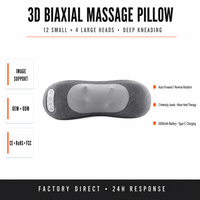Oreiller de massage en mousse à mémoire de forme rechargeable par USB pour le cou, les épaules et le dos, avec chaleur, pétrissage, contrôle de la minuterie et batterie 2000 mAh