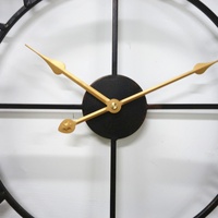 Jam Dinding Kuarsa Warna Rust Vintage Art Deco Dekoratif Seni Besi Jarum Berputar Gerakan Detik Bertenaga Baterai Ruang Tamu