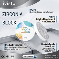 Ivista 4D ML 5 Layer Fast Sintering Dental Zirconia Block Untuk Restorasi Jembatan Malong Sistem Terbuka Buatan Khusus