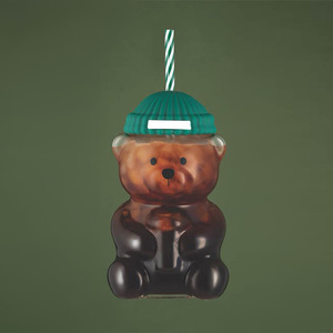 Tazza da Caffè in <span class=keywords><strong>Vetro</strong></span> a Forma di Orsetto Edizione Limitata in <span class=keywords><strong>Vetro</strong></span> Borosilicato con Coperchio Motivo Cartoonesco Design Moderno per Casa e Ufficio - Product Image 2