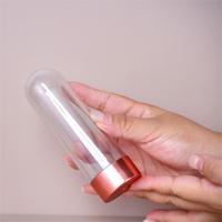 Flacon vide en PET de 50 ml pour capsules, base or rose, conteneur transparent en plastique pour huiles essentielles, compatible sérigraphie