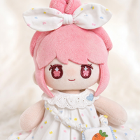 Boneka Plush Rambut Pink Custom Mata Bintang Gaun Renda Figur Isi Dakron Gaya Anime Kawaii Mainan Koleksi