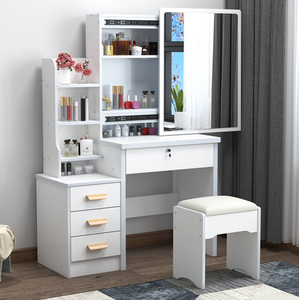 Bedroom Furniture Set Modern <strong>Vanity</strong> <strong>Table</strong> LED Light <strong>Mirror</strong> Makeup <strong>Table</strong> Simple Dressing <strong>Table</strong> With LED <strong>Mirror</strong> - Product Image 3