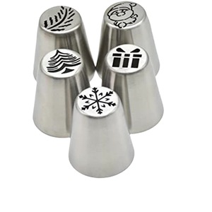 Christmas Piping Tips Set 5 Piece Stainless Steel Reusable Butter Piping <b>Cake</b> <b>Decorating</b> <b>Supplies</b> - Product Image 5