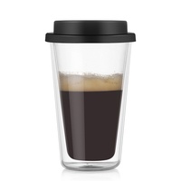 Tasse à eau isolée en verre borosilicate double couche avec couvercle respirant, style américain, résistante aux hautes températures pour le café