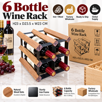 Porte-bouteilles en bois avec cadre en fer, organisateur gain de place, en stock, directement de l'usine, pour comptoir de cuisine, minibar d'hôtel, vente en gros