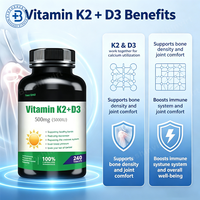 Capsules OEM Halal Calcium Magnésium Vitamine D3 et K2 MK7 – Complément pour la Santé Immunitaire – 10000 UI 50000 UI – Capsules Vitamine D3 K2
