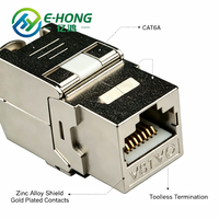 Prise Keystone RJ45 blindée CAT6A STP, module réseau sans outil en alliage de zinc, contacts plaqués or en bronze phosphoreux
