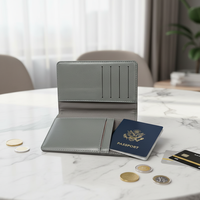 Portefeuille de voyage vintage minimaliste en cuir PU, porte-passeport court à double pli, étui personnalisé pour passeport, porte-cartes