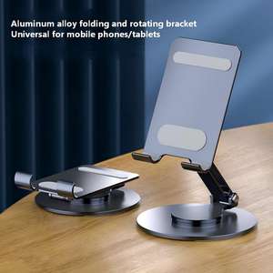 Ergonomic Aluminum Alloy Metal iPad Compatible Adjustable Height Foldable 360 Rotatable Portable Phone <b>Stand</b> <b>for</b> Desktop - Product Image 2