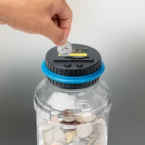 热塞尔1.8L容量总量液晶显示器桶形存钱箱成人儿童大硬币银行钱罐
