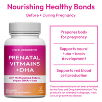 Vitamines prénatales avec DHA, folate, fer, choline, vitamine B12 en capsules pour femmes - Soutien immunitaire