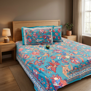 Parure de lit imprimée 100% coton biologique 200TC motif floral éléphant taille King pour la maison et l'hôtel - Product Image 3