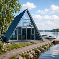 Jiezhu Chine – Nouvelle Villa Modulaire Préfabriquée en Acier avec Grande Murée Vitrée, Structure Triangulaire, Idéale pour le Glamping et les Complexes Hôteliers