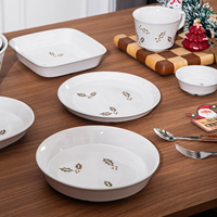 Assiettes, bols et tasses en céramique à thème de Noël avec motifs de feuilles, décoration de la maison, cadeaux de Noël, ensemble de vaisselle en céramique