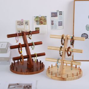 Expositor de joyería de madera de 4 niveles para escritorio, organizador de pulseras y brazaletes - Product Image 1