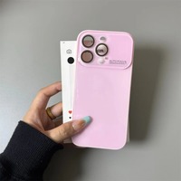 Coque de téléphone en verre effet glace avec grande fenêtre pour iPhone 17 Pro, 16, 15, 14, 13, 12, 11, 17 Pro Max, protection d'appareil photo couleur bonbon