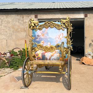 รถม้าหลวงสุดหรู ยานยนต์ไฟฟ้าสำหรับงานแต่งงาน งานแกะสลักตามสั่ง 4 ล้อ สีทอง สำหรับการท่องเที่ยวชมวิวแบบราชวงศ์ โรแมนติก พิเศษ - Product Image 6