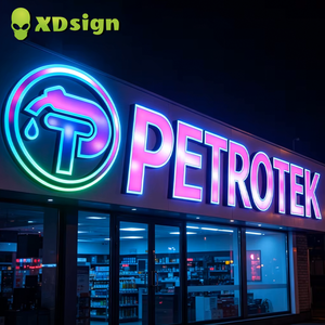Insegna LED Programmabile XDsign con Lettere Colorate Personalizzabili, Insegna al Neon 3D in Acrilico Semi-Trasparente con Controllo Bluetooth Derco - Product Image 1