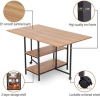 Table à manger en plastique, Table de cuisine multifonctionnelle avec 2 supports de rangement et 2 roues, Table de cuisine extensible pour gagner de l'espace