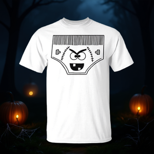 T-shirt de costume d'underwear effrayant pour adulte unisexe blanc - Product Image 3