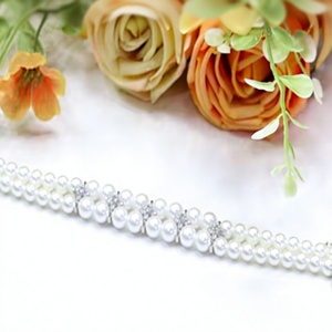 Elegant Imitation Pearl Strand <b>Bracelet</b> Silver Plated Women's Wedding Romantic Jewelry Collection - Product Image 2