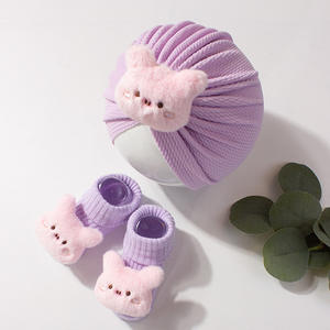 ใหม่ชุดเด็กทารกลายการ์ตูนน่ารักถุงเท้าหมวกเด็กแบบสองชิ้น - Product Image 2