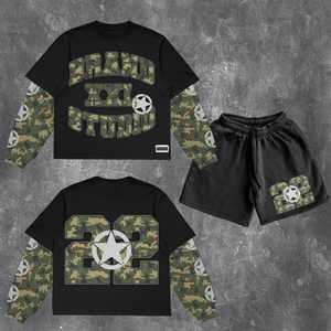 Sudadera con Capucha Extra Grande de Punto Grueso Transpirable de 500GSM, 2 Piezas, con Logotipo Impreso por Transferencia de Calor, Lavado Vintage, para Hombre, OEM - Product Image 1