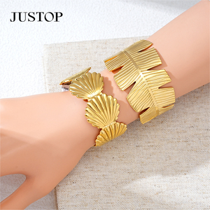Women's Trendy OEM Custom Waterproof Stainless Steel Gold Plating Hypoallergenic Chura Bangles Fashion Jewelry Supplies Justop - Product Image 5